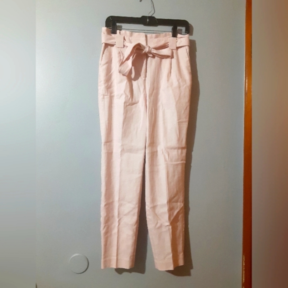 Epress Ankle High Rise Pants Blush Pink Tie Waist Women's Size 4R Preppy Boho